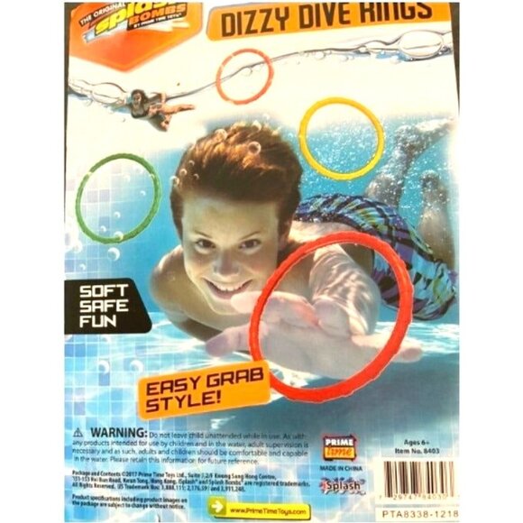 The Original Splash Bombs Dizzy Dive Rings-Soft, Flexible-Pool Toys-NIP - Picture 2 of 2